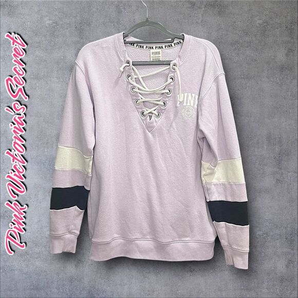 PINK Victoria’s Secret Lace-Up Crewneck Sweatshirt – XS – Preowned - Picture 1 of 7